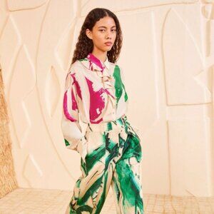 NWT ULLA JOHNSON Study Silk Blouse in Comet XS $690